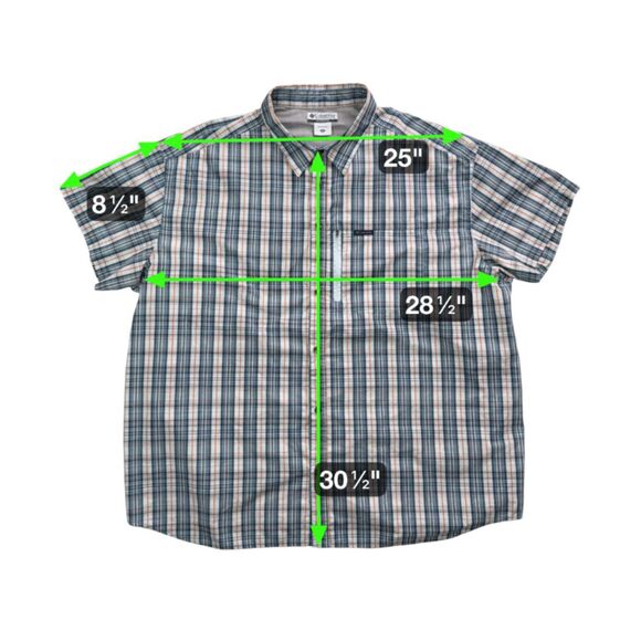 Columbia AX7670 Men's 4X Short Sleeve Plaid Button Shirt Zip Chest Pocket Blue - Picture 11 of 12